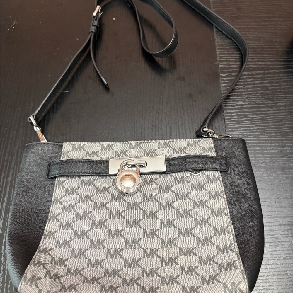 Michael Kors Black and Gray Crossbody Bag with Structured Design